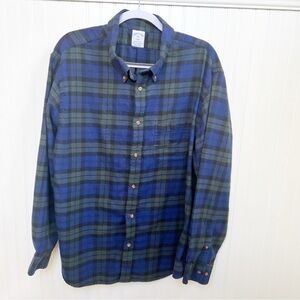 Brooks Brothers Navy Blue & Green Blackwatch Plaid Button Up Flannel Shirt XXL